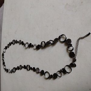 Long Hematite Ring and Disc 36" Adjustable Necklace w/ Round Features